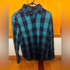 American Eagle Outfitters Turquoise and Navy Plaid Shirt